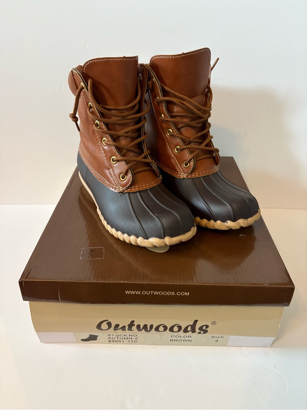 Outwoods Brown Two-Tone Women’s Duck Boots